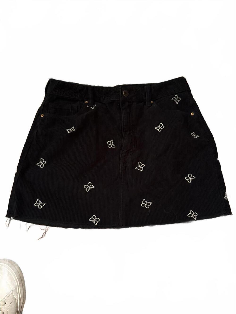 Pacsun Black Mini Skirt with Butterfly Design, Size 28